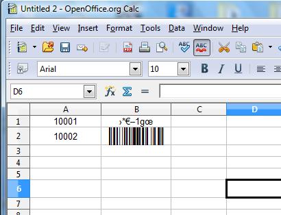 adding code 128 font excel